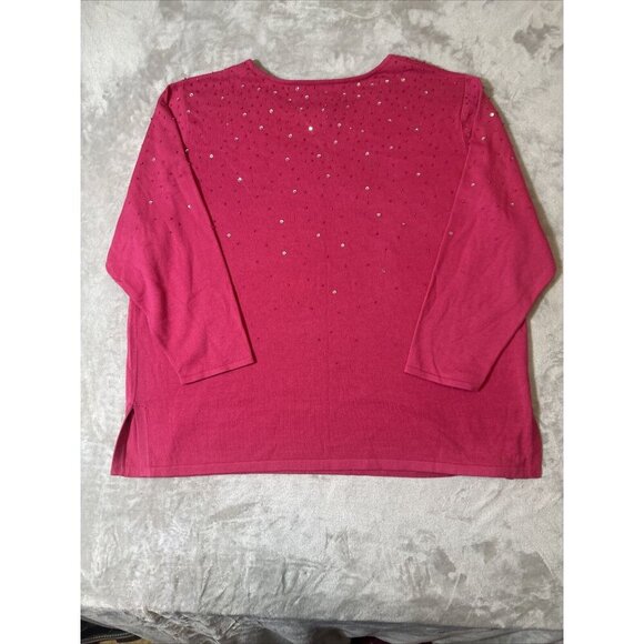 Women’s Quacker Factory Sweater Pink Beaded Plus 3X - Picture 11 of 14